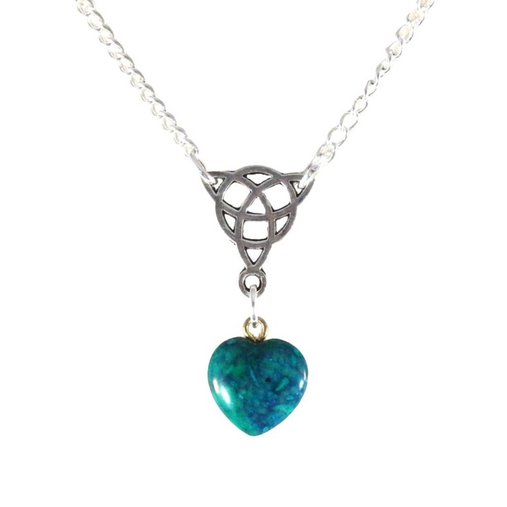Triquetra and Green Heart Stone Necklace  1770